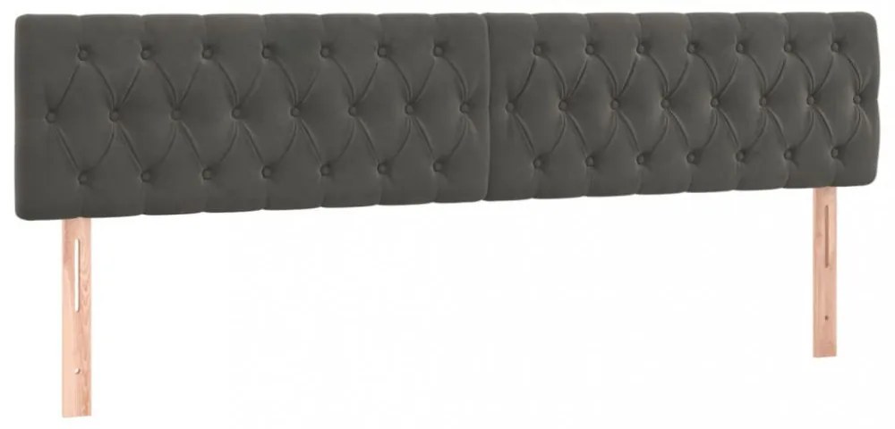 sötétszürke bársony rugós ágy matraccal 200x200 cm
