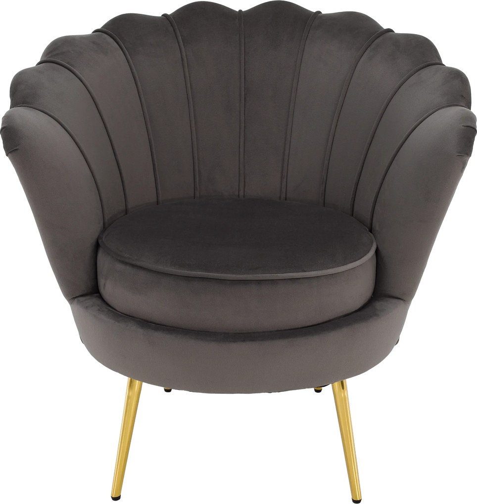 Art-deco stílusú fotel, szürkésbarna Velvet szövet/gold arany króm, NOBLEO