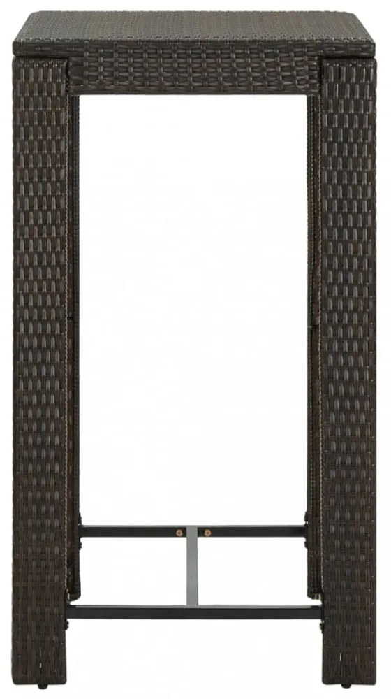 barna polyrattan kerti bárasztal 60,5 x 60,5 x 110,5 cm