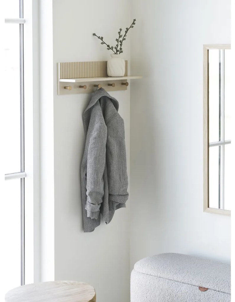 Rocca fali polc akasztókkal bézs, 50x12x16 cm