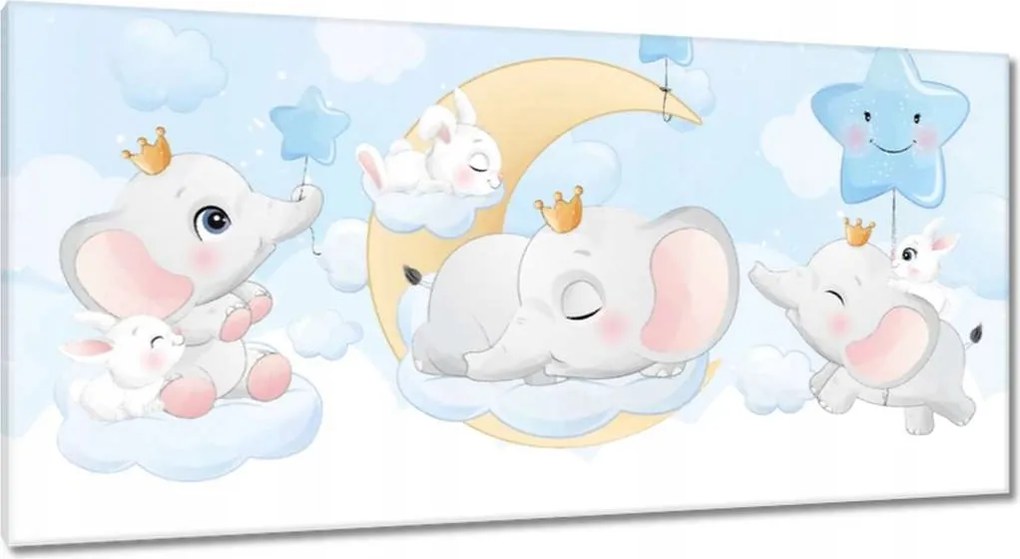 Vászonkép 115x55 Elefánt és nyúl család