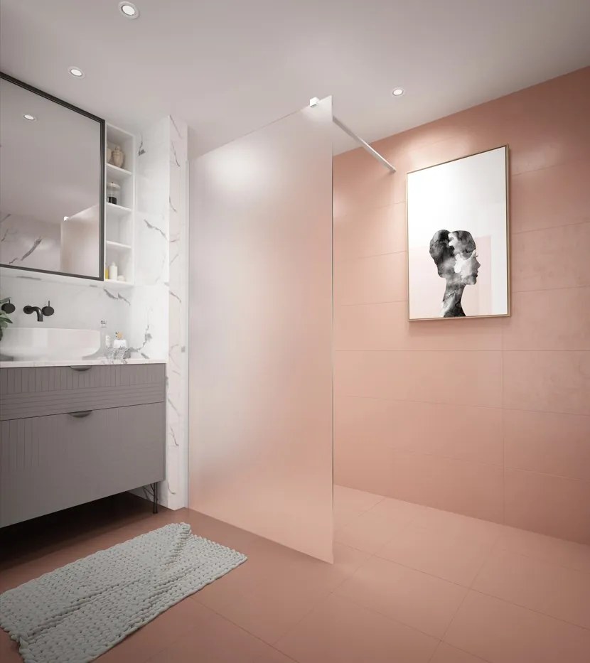 Erga Paris, Beépíthető zuhanyfal 110x200 cm, 8 mm-es matt üveg, fehér profil, ERG-V02-PARIS-110x200-FR-WH