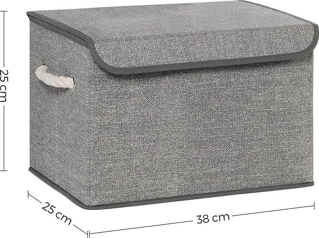 Tárolódobozok fedéllel 3 db-os szett, 38 x 25 x 25 cm, szürke