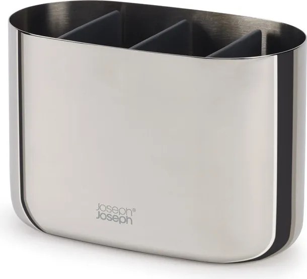 Fényes ezüstszínű rozsdamentes acél fogkefetartó állvány EasyStore Luxe – Joseph Joseph