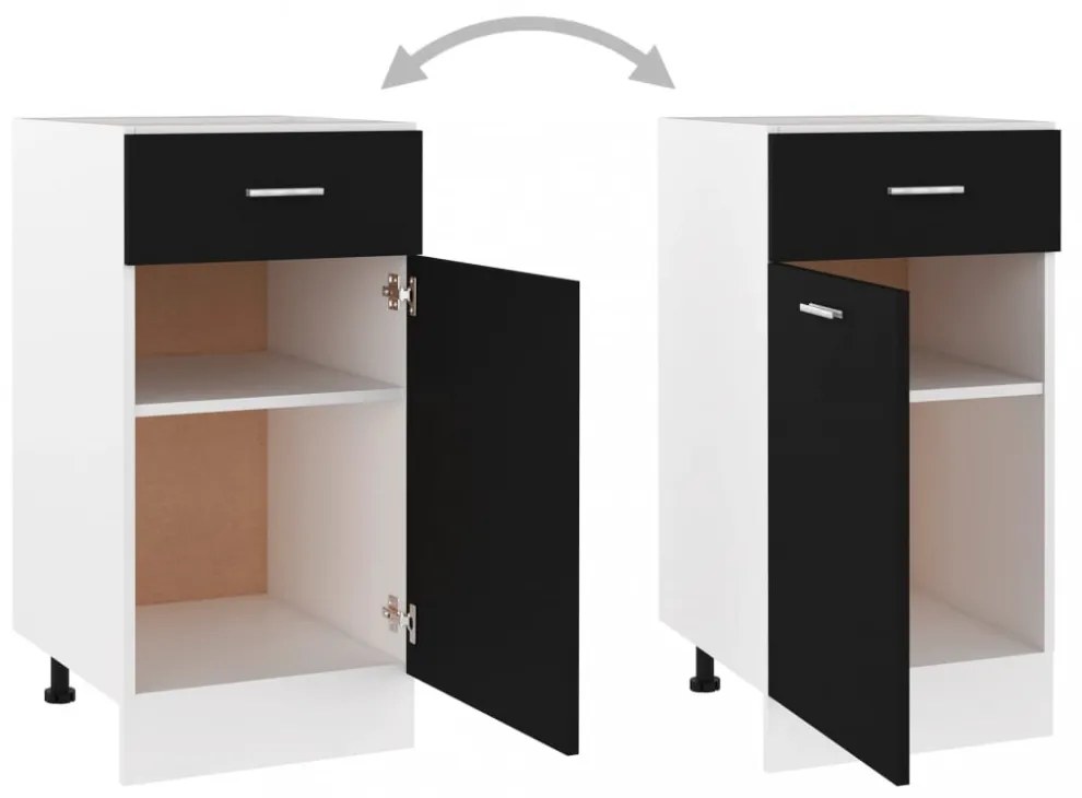 “Lyon” fekete szerelt fa fiókos alsószekrény 40 x 46 x 81,5 cm