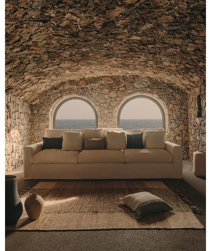 Bézs len kanapé 340 cm Nora – Kave Home