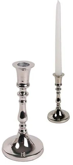 Ezüst színű klasszikus talpas gyertyatartó - 18 cm