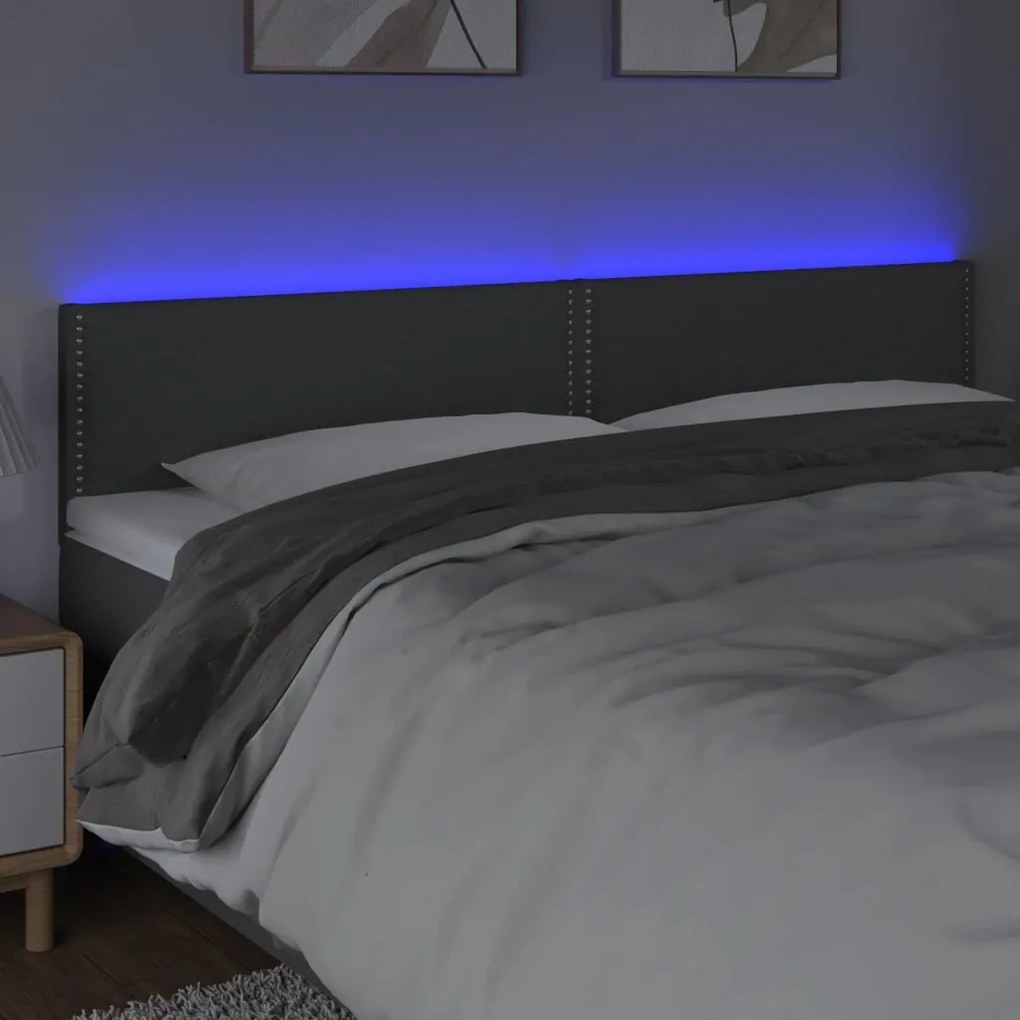sötétszürke szövet LED-es fejtámla 160x5x78/88 cm