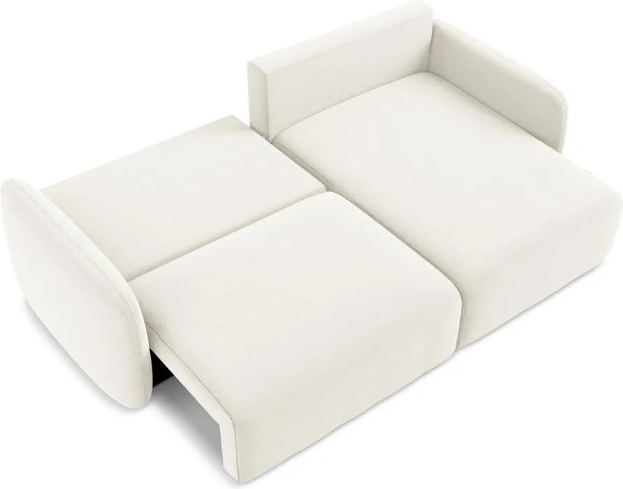 Krémszínű bársony kinyitható-tárolóhelyes sarokkanapé (jobb oldali-heverő résszel) Kalena – Makamii