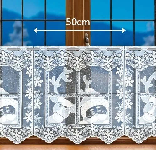 Mikulás, rénszarvas méret 100x50cm k. fehér, karácsonyi irigység