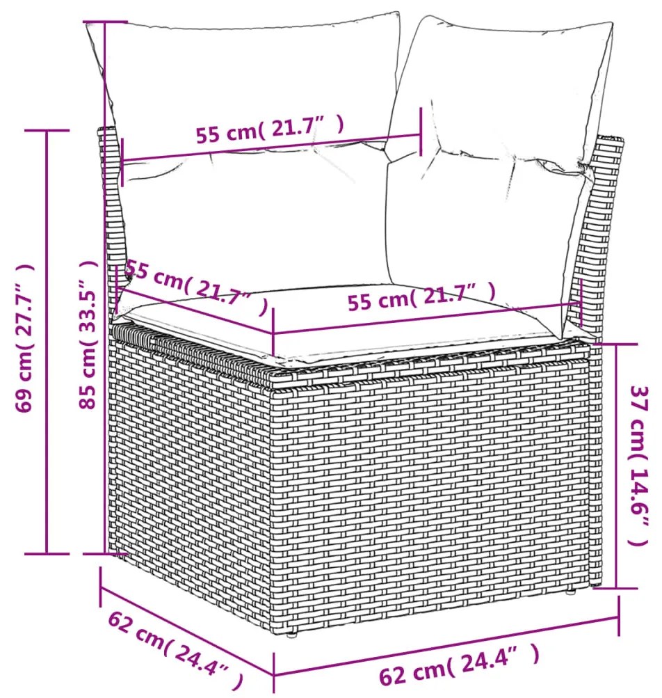 4 részes fekete polyrattan kerti ülőgarnitúra párnával