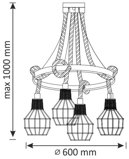 Csillár zsinóron ROPE ALEGRA 4xE27/10W/230V