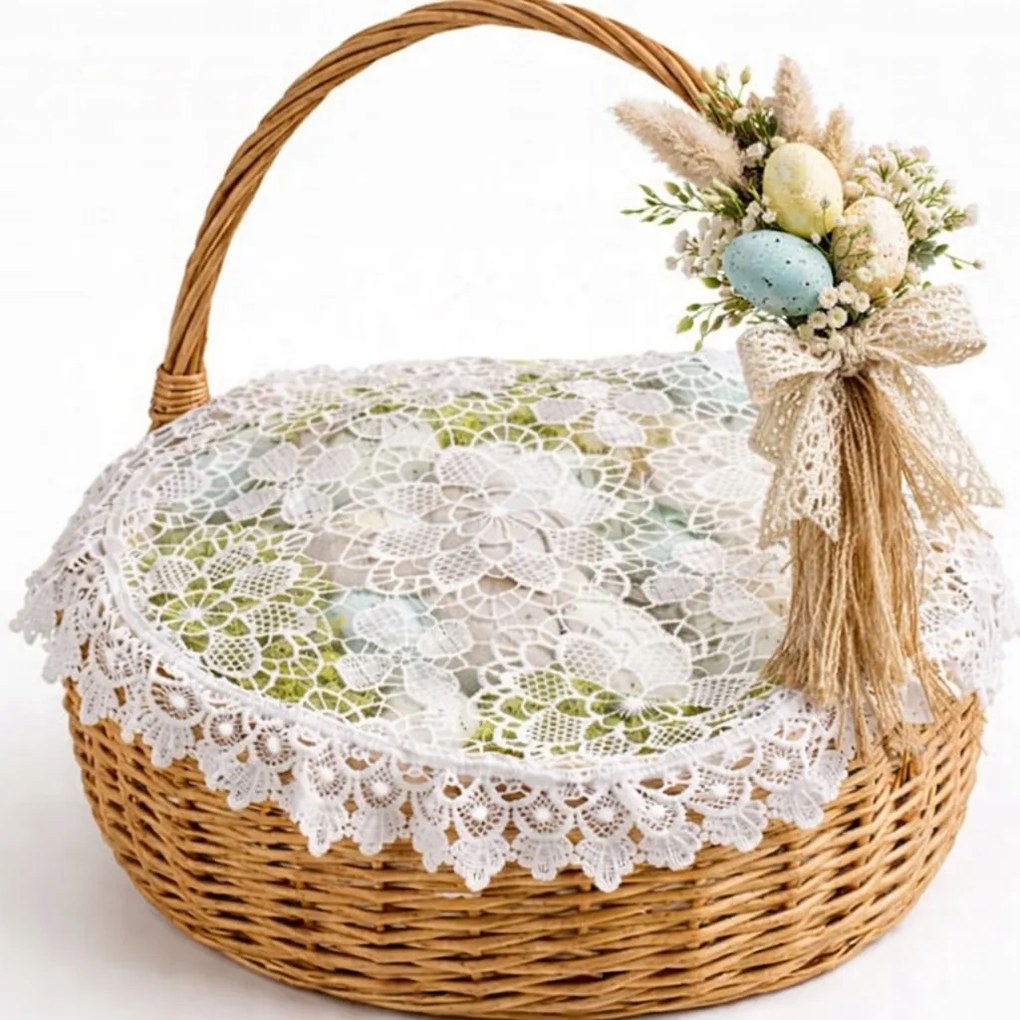 Szalvéta fehér Húsvéti Kosárba 50 cm nagy kerek