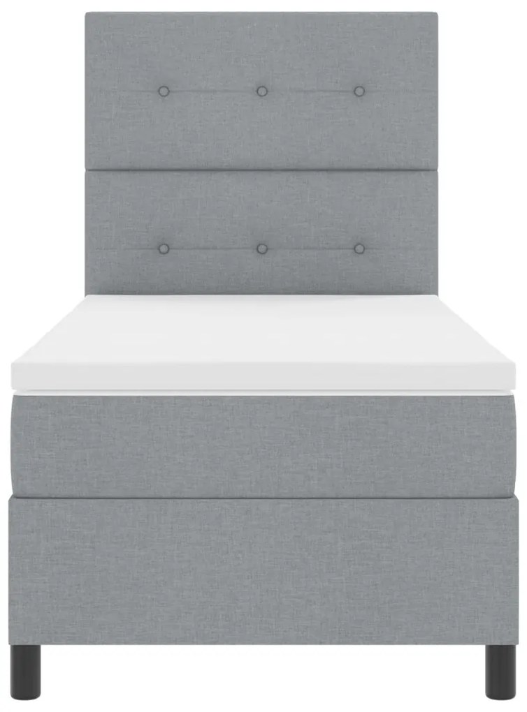 Box Spring Ágy Matrac Világosszürke 90x200 cm Szövet