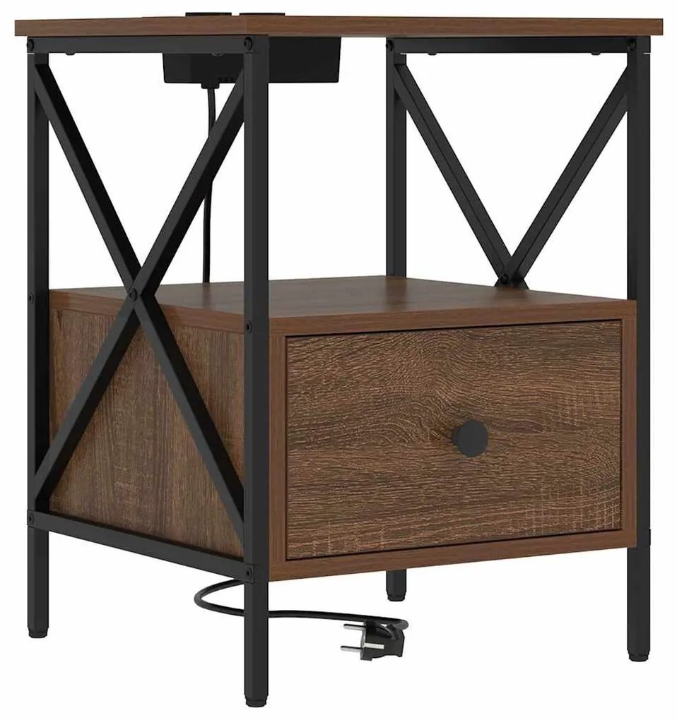 vidaXL Éjjeliszekrény 2 pcs Barna Tölgy 41,5 x 40,5 x 55 cm Faanyag