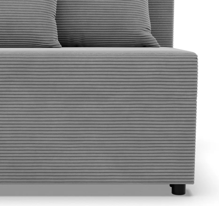 Nobu sarokkanapé, kordbársony, univerzális oldal, szürke