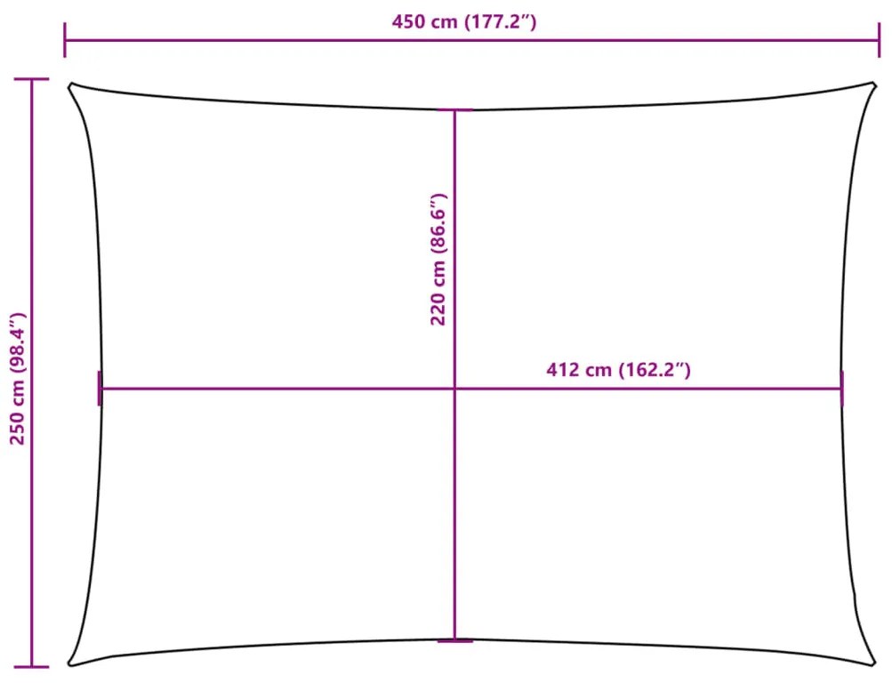 narancssárga téglalap alakú oxford-szövet napvitorla 2,5x4,5 m