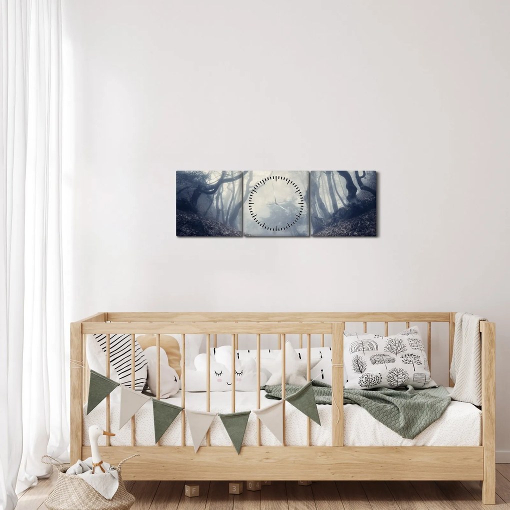 Kép - Erdő a ködben (órával) (90x30 cm)