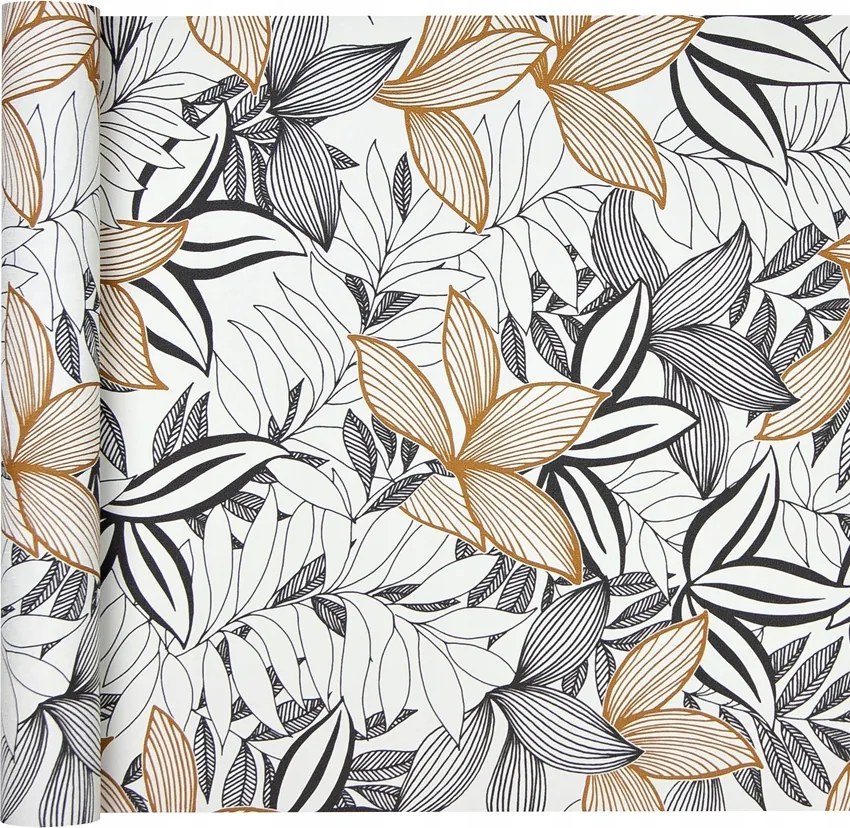 Leveles kontúr tapéta világos barna és fekete vinil