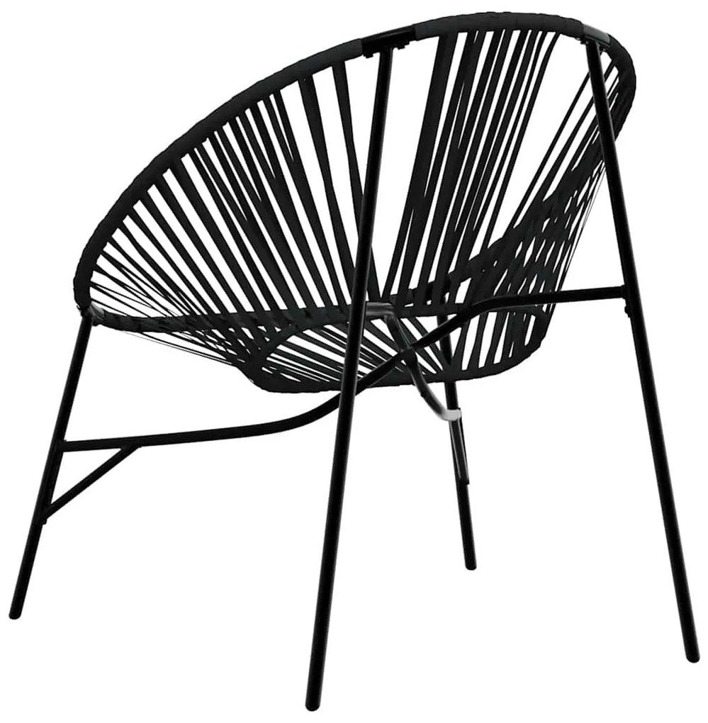 3 db fekete polyrattan kerti szék szett