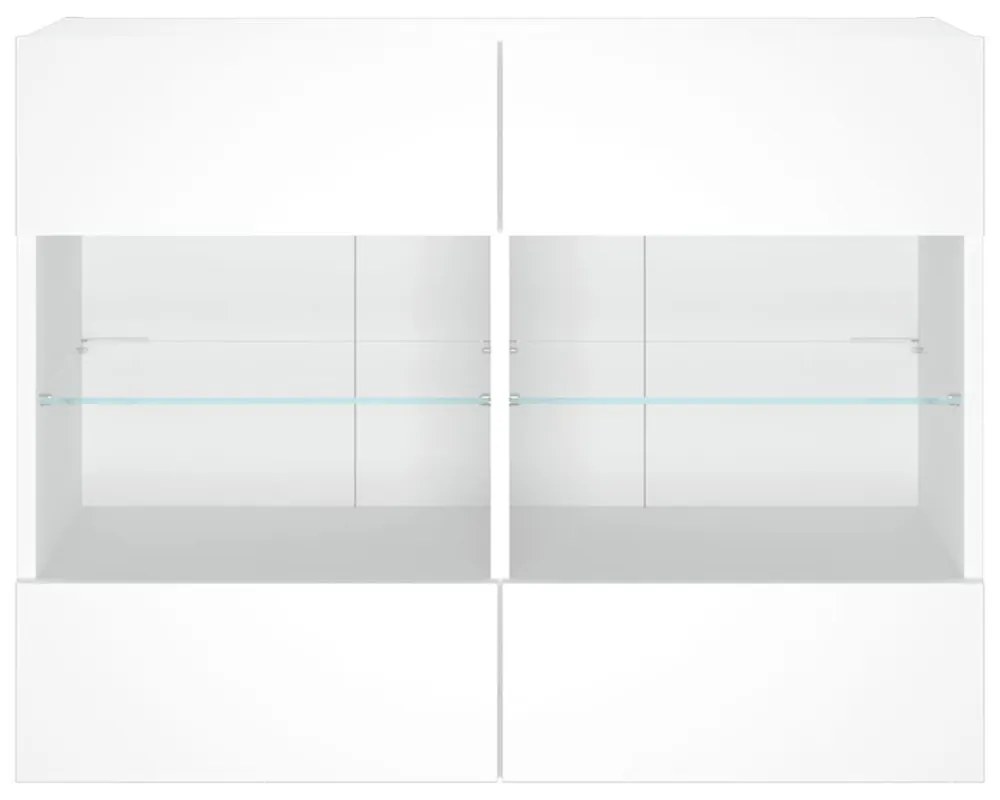 fehér falra szerelhető TV-szekrény LED-lámpákkal 78,5x30x60,5cm