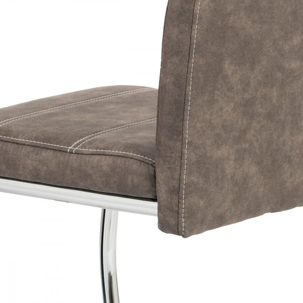 Scaun modern de luat masa cu bază de sanie de culoare maro Hc-483