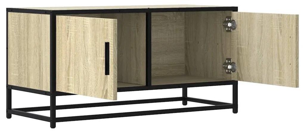 sonoma tölgyszínű szerelt fa és fém TV-szekrény 80x34,5x40 cm