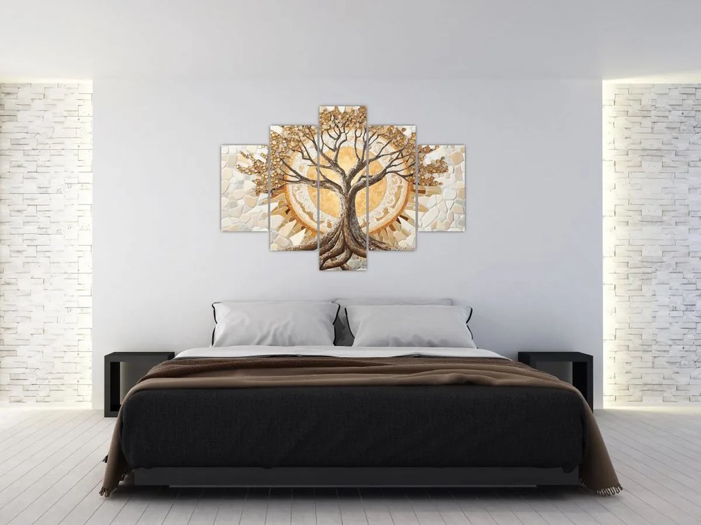 Kép – Arany életfa mozaikban (150x105 cm)