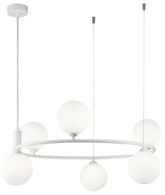 Maytoni MOD013PL-06W - Csillár zsinóron RING 6xG9/25W/230V fehér