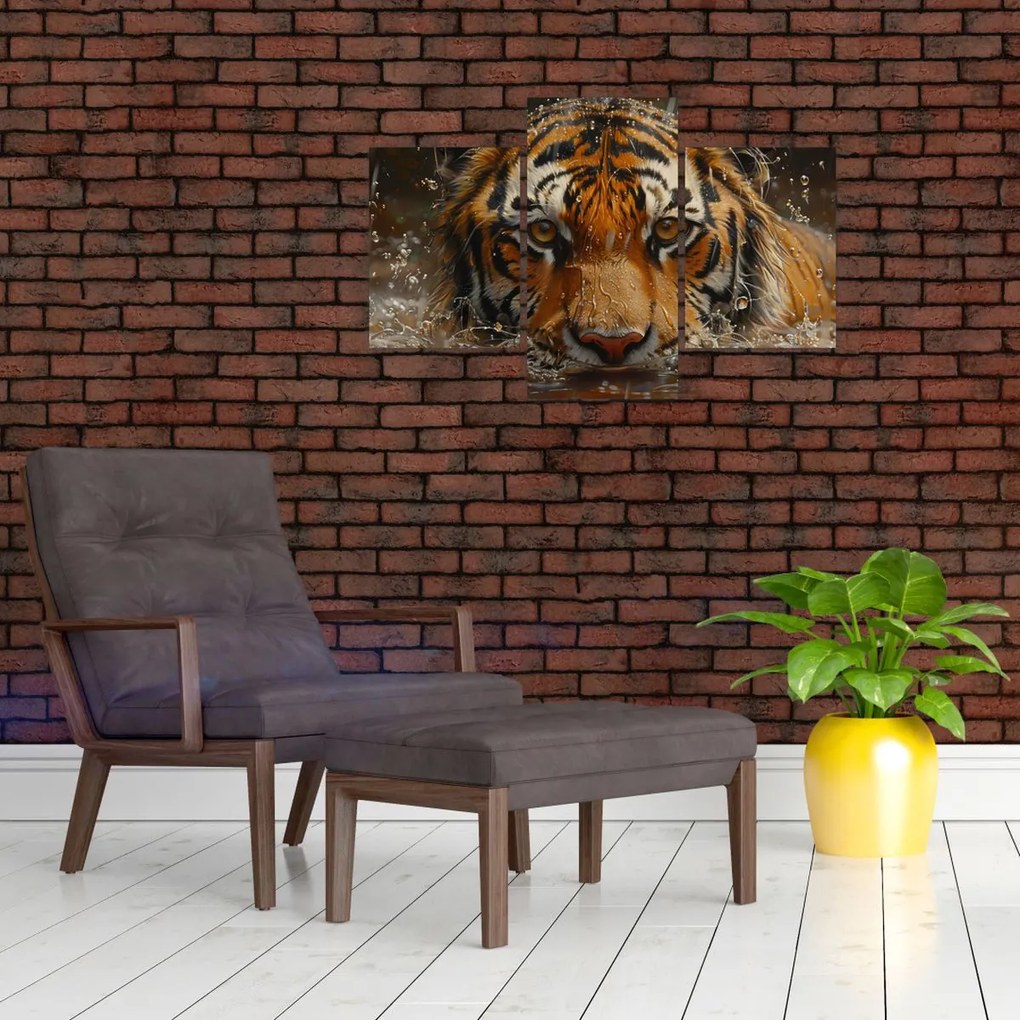 Kép - Portré egy tigris a vízben (90x60 cm)