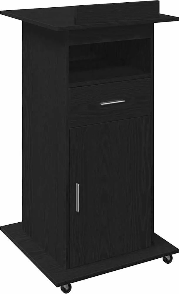 vidaXL Pódium fiókkal polcokkal Fekete tölgy 55 x 55 x 107 cm Faanyag