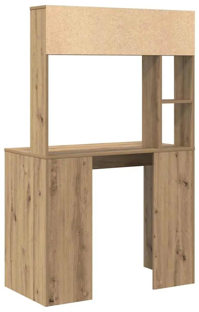 Asztal polcokkal kézműves tölgy 91 x 50 x 149 cm Faanyag