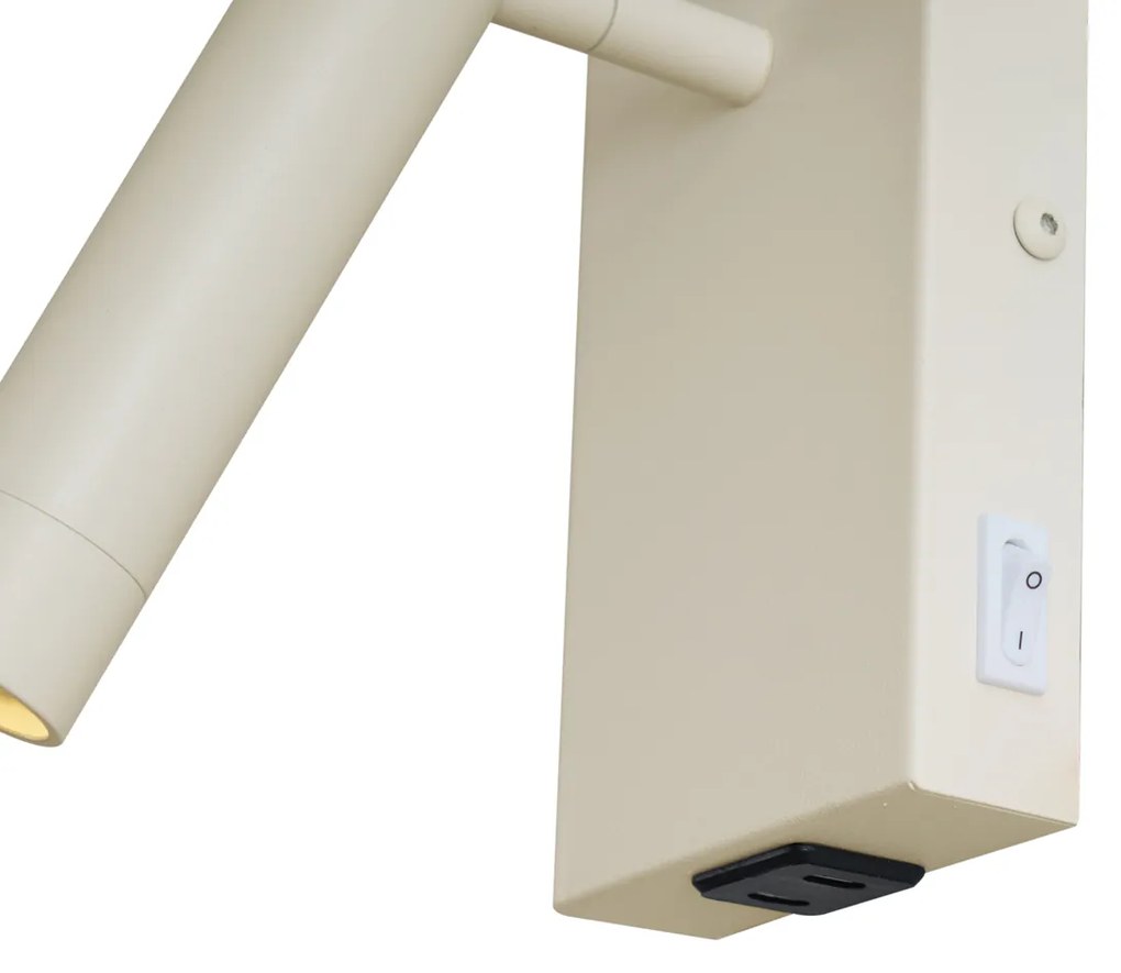 Modern bézs színű állítható fali lámpa USB-C csatlakozóval - Croft