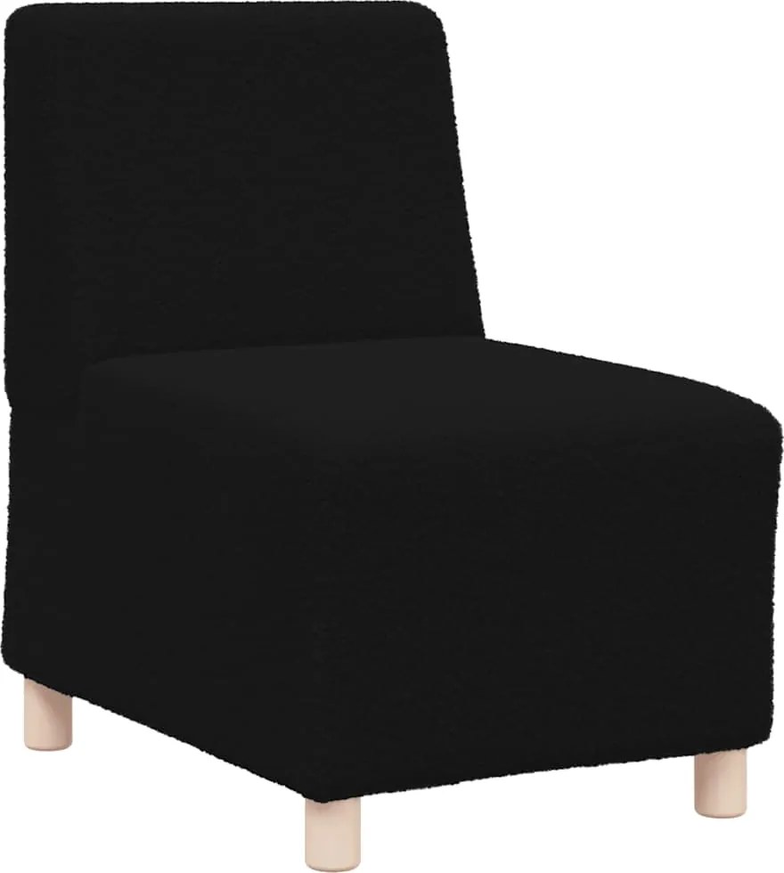 vidaXL moduláris kanapéegység karfa nélkül, fekete, göndör, gyapjúszerű szövettel, 55 cm