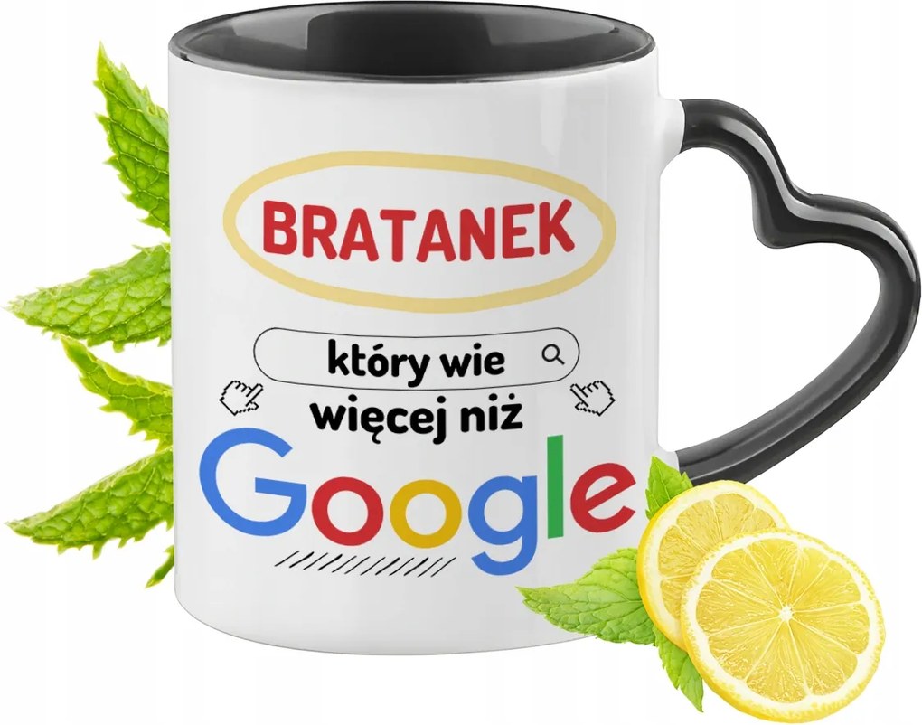 Unokaöcsémnek Fekete Bögre Szív Alakú Füllel Ajándék Nyomtatott