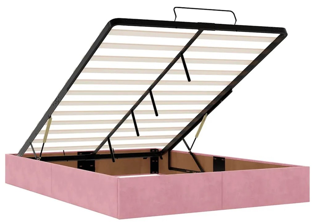 Ottomán ágykeret matracokkal rózsaszín 140x190cm bársony