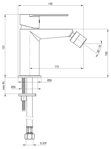 Deante BGA_N30M - ALPINIA bidé csaptelep, fekete