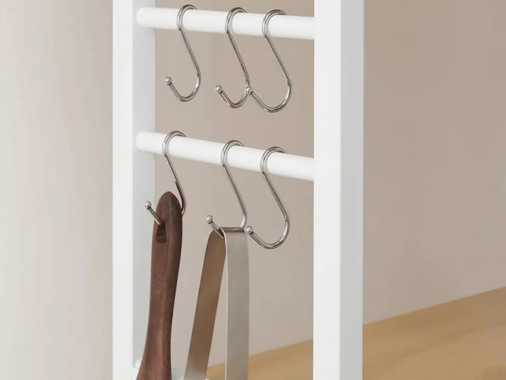 Konyhai polc LORANO 167x80 cm, fehér / tölgy dekoráció