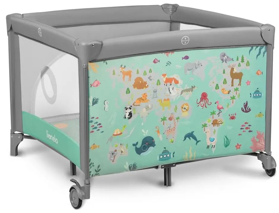 Lionelo - Játékkarám MILLE szürke-zöld