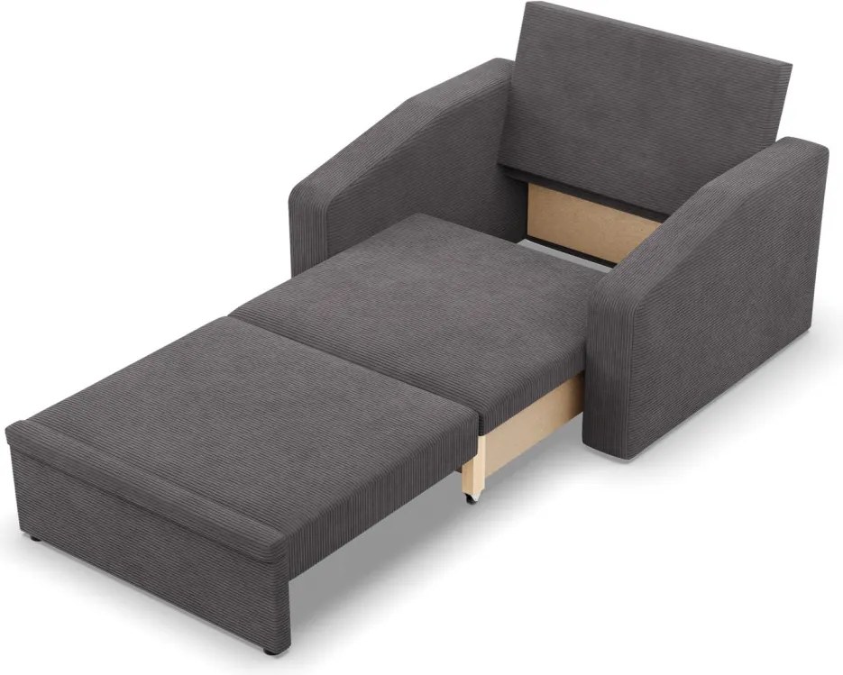 Vertico fekvőfotel, 90 cm széles, kordbársony, szürke