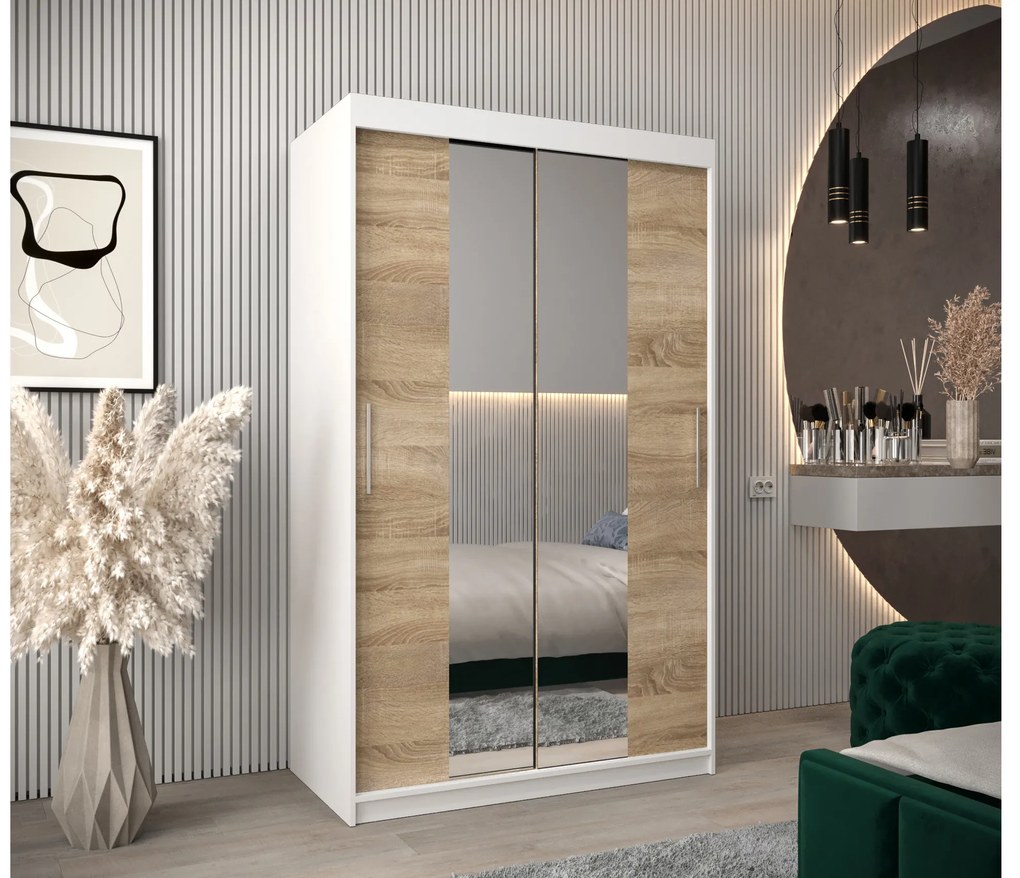 Ruhásszekrény 120 cm Toki 1 (matt fekete + szonoma tölgy). 1064890