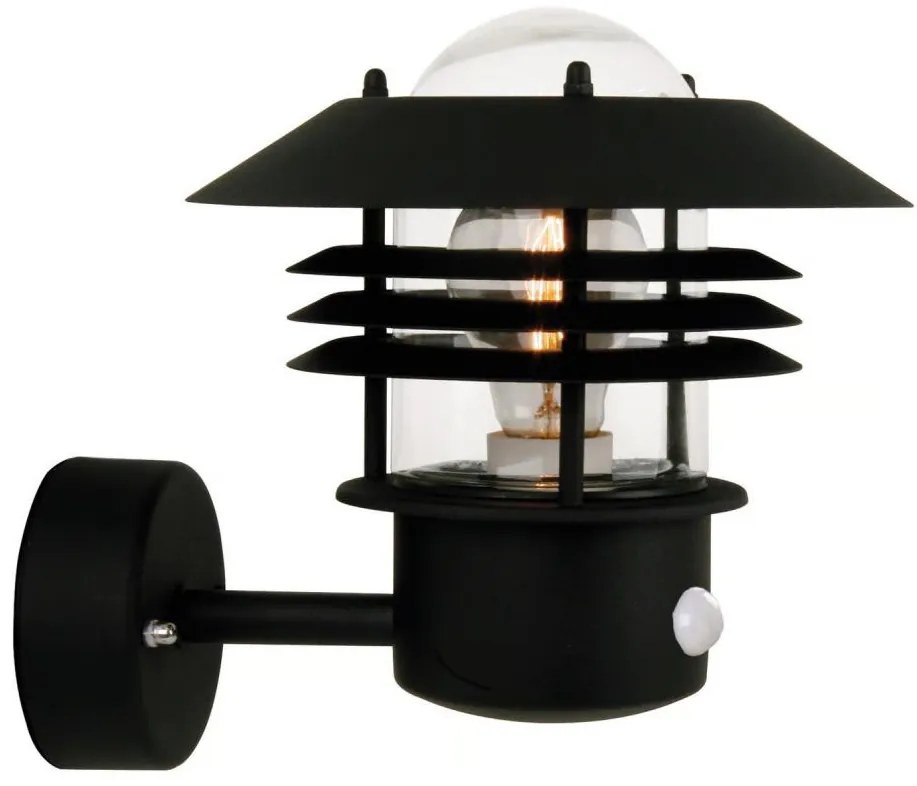 Nordlux - VEJERS kültéri fali lámpa mozgásérzékelővel 1xE27/60W/230V IP54 fekete