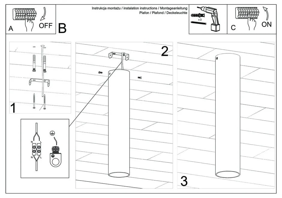 Castro fekete mennyezeti lámpa - Sollux