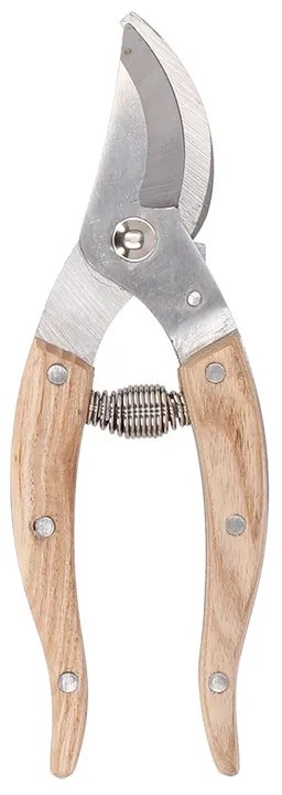 Rozsdamentes acél metszőolló szobanövényekhez, kőrisfa nyéllel, 17 cm