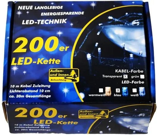 NEXOS Fényfüzér 200 LED Kék 18 m