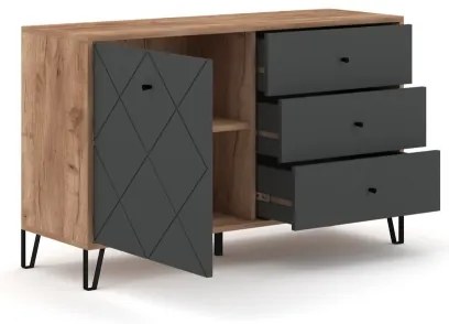 Komód SULA craft tölgy/fekete