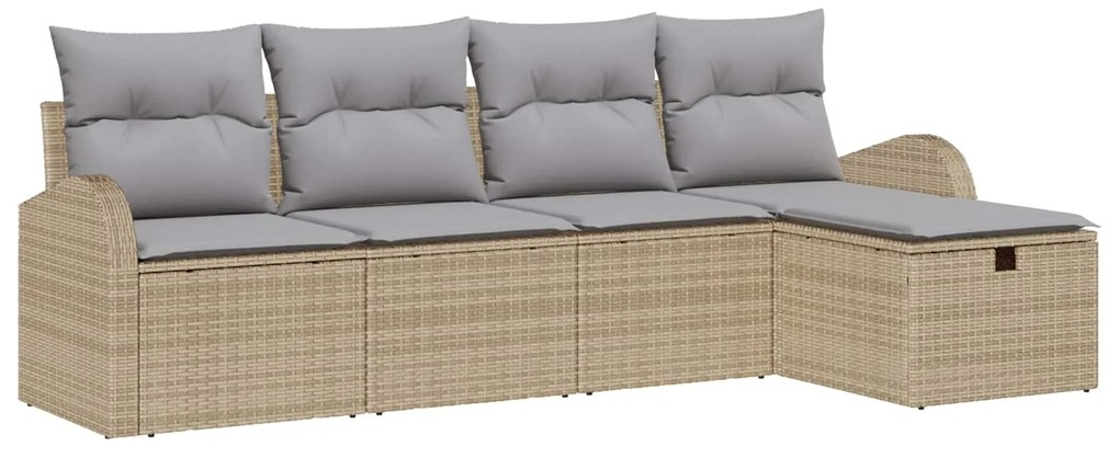 vidaXL Kanapé Szett párnával 5 pcs Beige és Világosszürke polirattan