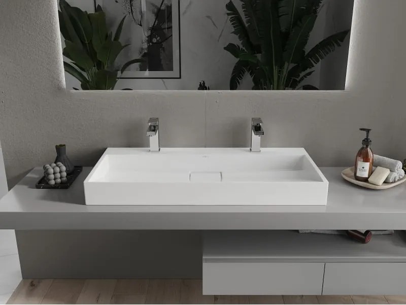Mexen Ava asztali mosdó üvegből 2/O 100 x 46 cm, fehér - 23011002