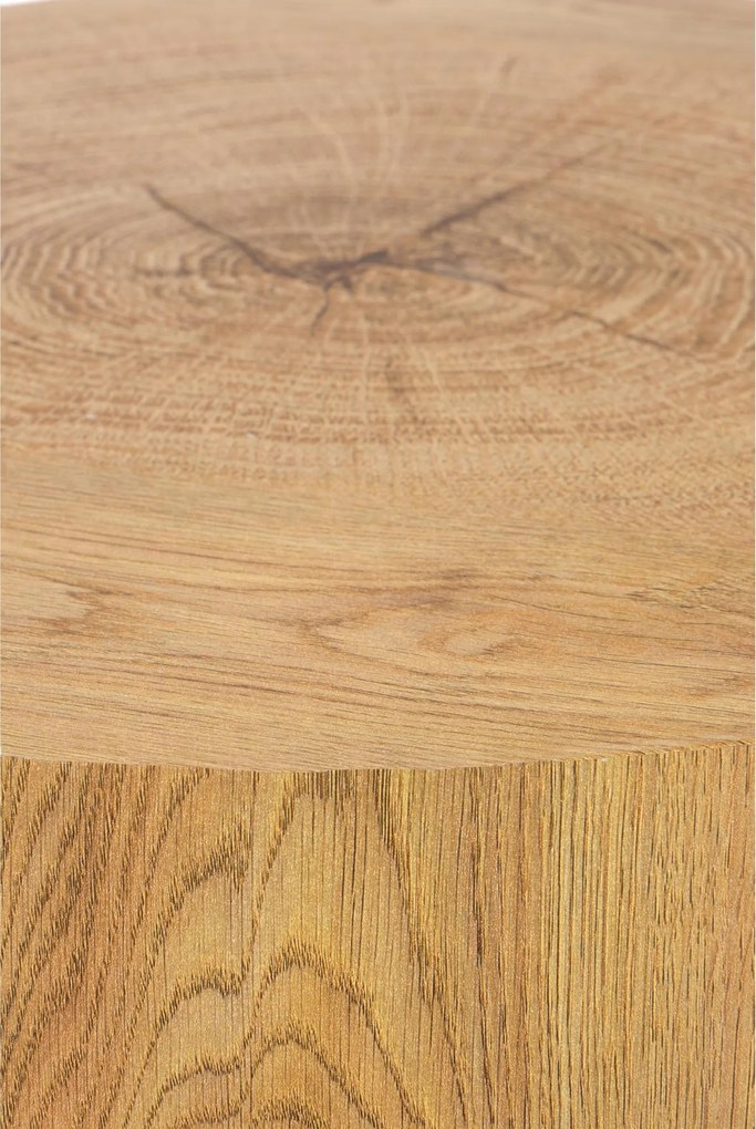 Liviano kerek dohányzóasztal 45 cm fém lábakkal - natúr tölgy / fekete