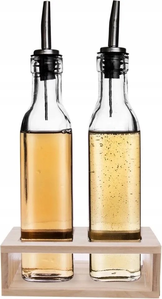 Olívaolaj palackok ecet adagolókkal Üveg Orion állvánnyal 2 x 300 ml